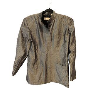 Liz Claiborne Windbreaker Jacket Black Gold Womens‎ 8 Argyle Metallic Vintage